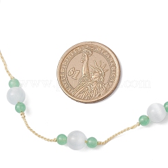 Round Natural Malaysia Jade & Cat Eye Beaded Necklace & Bracelet & Dangle Earring Sets&nbsp;SJEW-JS01334
