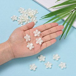 5 弁型ABSプラスチック製パール調花座ビーズキャップ  乳白色  20x20x4mm  穴：1.5mm&nbsp;OACR-R016-21