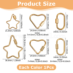 6Pcs 6 Styles 304 Stainless Steel Keychain Clasps&nbsp;STAS-HS0001-50