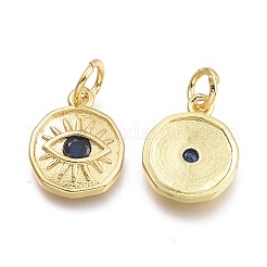 Brass Micro Pave Cubic Zirconia Pendants&nbsp;KK-P187-17B-G