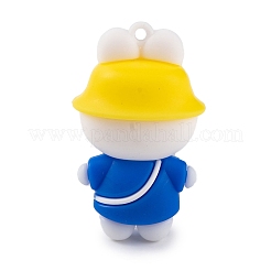 人形 PVC プラスチック ペンダント  兎  52x31x26mm  穴：3mm&nbsp;KY-S172-15D