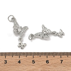 Brass Micro Pave Clear Cubic Zirconia Pendants&nbsp;KK-D228-07P