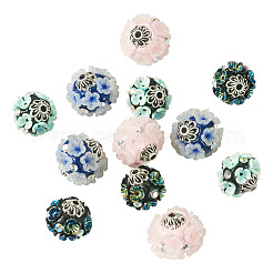 12Pcs 4 Styles Handmade Resin Indonesia Round Beads&nbsp;IPDL-TA0001-06