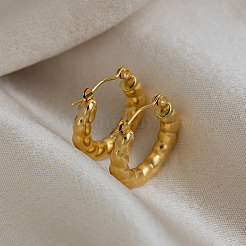 304ステンレススチールツイストフープピアス（女性用）  18KGP本金メッキ  19.8x19.8mm&nbsp;RA3351