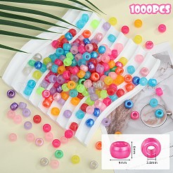 1000個2スタイルの光るプラスチックパールビーズ  暗闇で光る  ロンデル/バレル  ミックスカラー  9x6mm  穴：3.5mm  約500個/スタイル&nbsp;KY-SZ0001-56