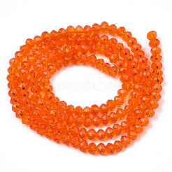 ガラスビーズ連売り  多面カットそろばん  ロンデル  ダークオレンジ  2.9~3.3x2mm  穴：0.8mm  約135~140個/連  32~34cm&nbsp;EGLA-A034-T2mm-D25