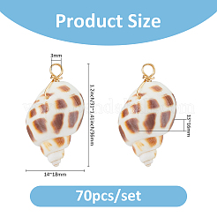 70Pcs Copper Wire Wrapped Natural Spiral Shell Pendants&nbsp;PALLOY-FH00100