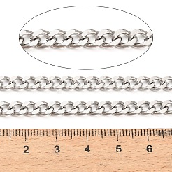304ステンレススチールカーブチェーン  溶接されていない  メンズチェーンネックレス作り用  スプールで  ステンレス鋼色  8x5x2mm&nbsp;CHS-XCP0001-18P