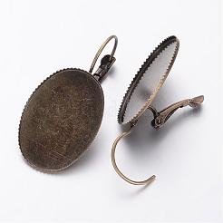 真鍮製フレンチフックピアスパーツ  フレンチスタイルのイヤーワイヤー  アンティークブロンズ  トレイ：25x18mm  19x38mm&nbsp;KK-A024-AB
