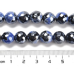 Electroplated Natural Fire Crackle Agate Round Beads Strands&nbsp;G-G0006-A02-02