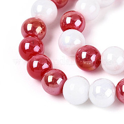 Pearlized Opaque Glass Round Beads Strands&nbsp;EGLA-T029-6mm-11A