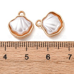 合金とABS模造真珠ペンダント  シェルシェイプチャーム  ゴールドカラー  14x12.5x5mm  穴：2mm&nbsp;FIND-K030-11A-G