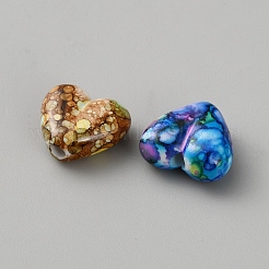 不透明なアクリルビーズ  ハート  ミックスカラー  14.5x16x6.5mm  穴：2.5mm  30個/セット&nbsp;MACR-WH20002-08A
