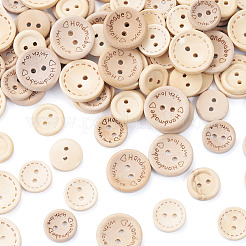 100Pcs 5 Colors 2-Holes Wood Buttons&nbsp;BUTT-TA0001-52