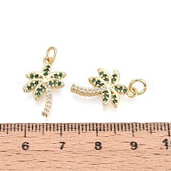 真鍮製マイクロパヴェキュービックジルコニアペンダント  ココヤシの木  丸カン付き  16KGP本金メッキ  18.5x13x2mm  穴：3mm&nbsp;KK-T071-129G