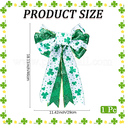 Polyester Clover Pattern Bowknot for Saint Patrick's Day Party Decorations&nbsp;AJEW-WH20080-04B