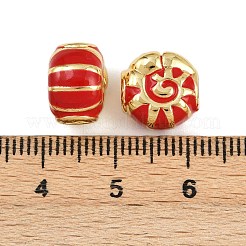 真鍮ヨーロッパエナメルビーズ  大穴ビーズ  タコ  18KGP本金メッキ  10.5x10.5x7.5mm  穴：4mm&nbsp;KK-D421-10G-02