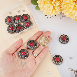 合金装飾リベット10セット  合成ターコイズ付き  DIYアクセサリー  フラットラウンド  アンティークブロンズ  25x11mm  穴：2.5mm&nbsp;DIY-GF0006-58