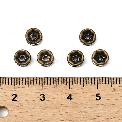 真鍮製ラインストーンスペーサービーズ  グレードAAA  ストレートフランジ  ニッケルフリー  アンティークブロンズメタルカラー  ロンデル  クリスタル  6x3mm  穴：1mm&nbsp;RB-A014-Z6mm-01AB-NF