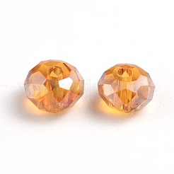 多面カットロンデル電気メッキガラスビーズ連売り  ミックスカラー  4x3mm  穴：1mm  約200個/袋&nbsp;EGLA-X0003-4x3mm