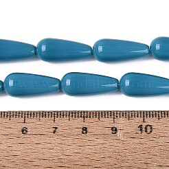オペークガラスビーズ連売り  ティアドロップ  スチールブルー  19~20x8x8mm  穴：0.6~1.2mm  約19個/連  14.37~14.57インチ（36.5~37cm）&nbsp;GLAA-Q113-03A-C04