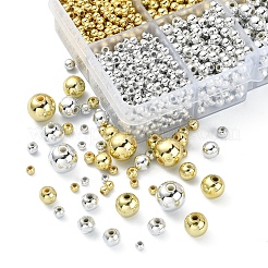 ABSプラスチックビーズ  環境に優しい電気メッキビーズ  ラウンド  ミックスカラー  3~10mm  穴：1.4~2.3mm  1403個/箱&nbsp;KY-YW0001-20