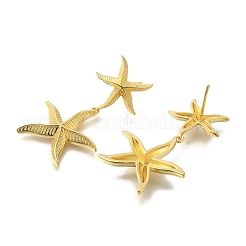 Rack Plating Starfish Brass Stud Earrings&nbsp;EJEW-H016-25G