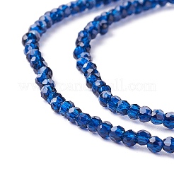 透明ガラスビーズ連売り  多面カット  ラウンド  ミッドナイトブルー  2mm  穴：0.6mm  約182~201個/連  14.57~15.24インチ（（37~38.7cm）&nbsp;X-GLAA-C019-01A-26