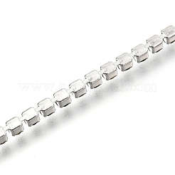 304ステンレススチールラインストーンカップチェーンブレスレット  カニカン付き  ステンレス鋼色  8-3/8インチ（21.2cm）&nbsp;AJEW-B004-01A