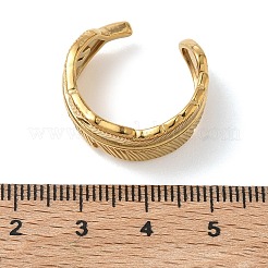 女性用304ステンレススチールカフオープンリング  羽  ゴールドカラー  10mm  内径：18.6mm&nbsp;RJEW-L341-03B-G
