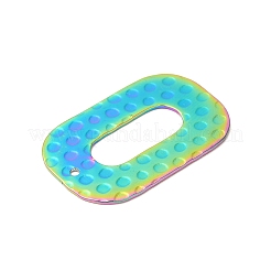 イオンプレーティング（IP）304ステンレスペンダント  楕円形のチャーム  虹色  33x20.5x0.7mm  穴：1.5mm&nbsp;STAS-L268-016MC