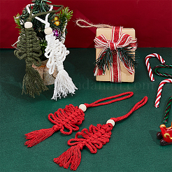 12Pcs 3 Styles Handmade Macrame Cotton Christmas Tree Pendant Decoration&nbsp;HJEW-PH02153