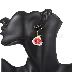 Glass Seed & Clam Shell & Resin Imitation Pearl Woven Dangle Earrings&nbsp;EJEW-MZ00659