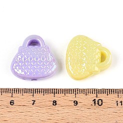 UVメッキ不透明アクリルパーツ  虹色の  バッグ  ミックスカラー  22x22.5x7.5mm  穴：2.6mm&nbsp;OACR-T028-62
