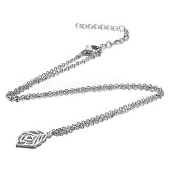 変色しにくい201ステンレススチールペンダントネックレス  羽  ステンレス鋼色  16.3インチ（40cm）x1mm&nbsp;NJEW-S063-TN201-1