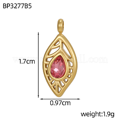 304 Stainless Steel Pave Cubic Zirconia Pendants&nbsp;CU-OY001-37G