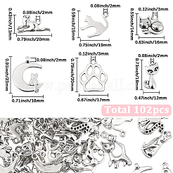 チベット風アロイペンダント102個  猫のチャーム  アンティークシルバー  16.5~33x8.5~16.5x2.5~3mm  穴：1.5~2mm&nbsp;FIND-BM0001-12