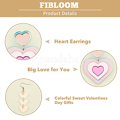 3 pairs 3 style Acrylic Heart Dangle Stud Earrings with Steel Iron Pins for Women&nbsp;EJEW-FI0001-65