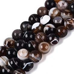 天然石縞瑪瑙/バンデットアゲートビーズ  染め＆加熱  ラウンド  11.5~12.5mm  穴：0.8~1.2mm  約33個/連  15.16~15.35インチ（38.5~39cm）&nbsp;G-Q606-42B-C01