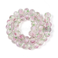 手作りの蓄光ビーズの連売り  ロンデル  インナー花と  多面カット  ミスティローズ  9~10x7~8mm  穴：1~1.6mm  約40個/連  12.01インチ（30.5cm）&nbsp;LAMP-N037-01G