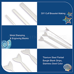 3Pcs 3 Style Stainless Steel Fishtail Bangle Blank Strips&nbsp;FIND-UN0001-96P