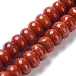 天然石レッドジャスパービーズ連売り  ロンデル  グレードAB  レッド  8x5mm  穴：1mm  約75個/連  15.1インチ&nbsp;G-F347-8x5mm-01