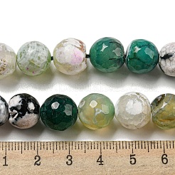 ファセット天然ファイヤーアゲートクラックルビーズ連売り  ラウンド  染め＆加熱  グリーン  12mm  穴：1.6mm  約31個/連  14.76''（37.5センチメートル）&nbsp;G-F447-12mm-J05