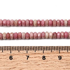 天然石ロードナイトビーズ連売り  ロンデル  多面カット  4x2~2.5mm  穴：0.8mm  約59~60個/連  14.92~15.04''（37.9~38.2センチメートル）&nbsp;G-G343-A01-2x4mm