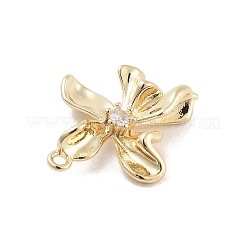 Brass Pave Clear Cubic Zirconia Connector Charms&nbsp;KK-Z061-04G