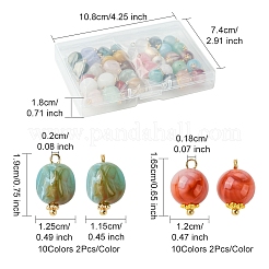 38個19色アクリルパーツ  真鍮のループを有します  ナゲットとラウンド  ミックスカラー  16.5~19x12~12.5x11.5~12mm  穴：1.8~2mm  2個/スタイル&nbsp;MACR-FS0001-80