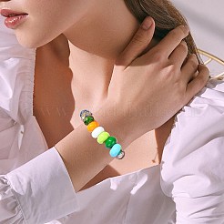 100個10色不透明アクリルヨーロピアンビーズ  ロンデル  ミックスカラー  14x8mm  穴：5.5mm  10個/カラー&nbsp;SACR-FS0001-51