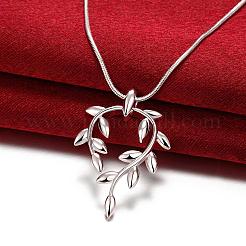 Fashion Popular Silver Color Plated Brass Snake Chain Branch Pendant Necklaces&nbsp;NJEW-BB01574