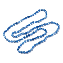 Natural Dyed Malaysia Jade Tumble Stone Nuggets Beaded Long Necklaces for Women&nbsp;NJEW-F340-A06