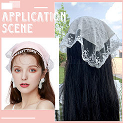 2Pcs 2 Colors Pastoral Style Polyester Lace Cloth Hair Bands&nbsp;OHAR-CY0001-14
